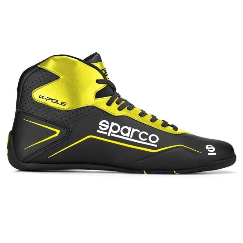 Sparco K-Pole Racing Shoe – Size 32, Black/Yellow Design 1