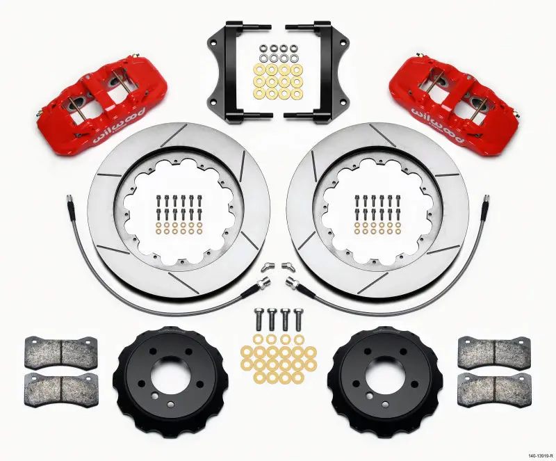 Wilwood Aero6 Front Brake Hat Kit — 15" Rotors, Red Finish, Compatible With 2007–2011 Bmw E90 Series (Includes Brake Lines) 1