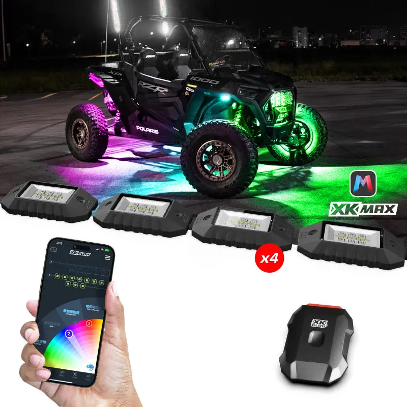 Xk Glow Rgbw Addressable Led Rock Light Kit — 4-Piece, Fully Customizable Illumination 1